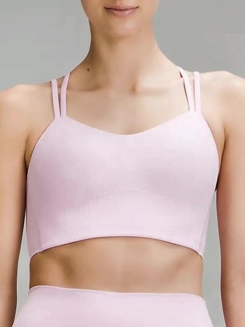 Lululemon Like a Cloud Bra *Long Line Pink Strappy Sports Bra Size M